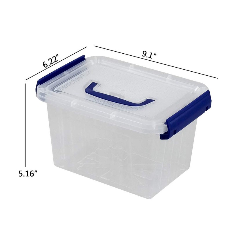EudokkyNA 6-Pack 3 Liter Storage Box, Small Plastic Bin with
