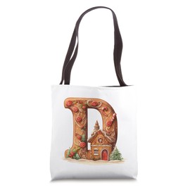 Monogrammed Christmas D Initial Gingerbread Cookie Letter D Tote Bag