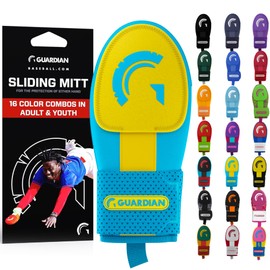 Guardian Baseball Sliding Mitt - Youth and Adult Sizes - Sliding Glove for Baseball - Elastic Compression Strap (Rich Blue/Yellow)