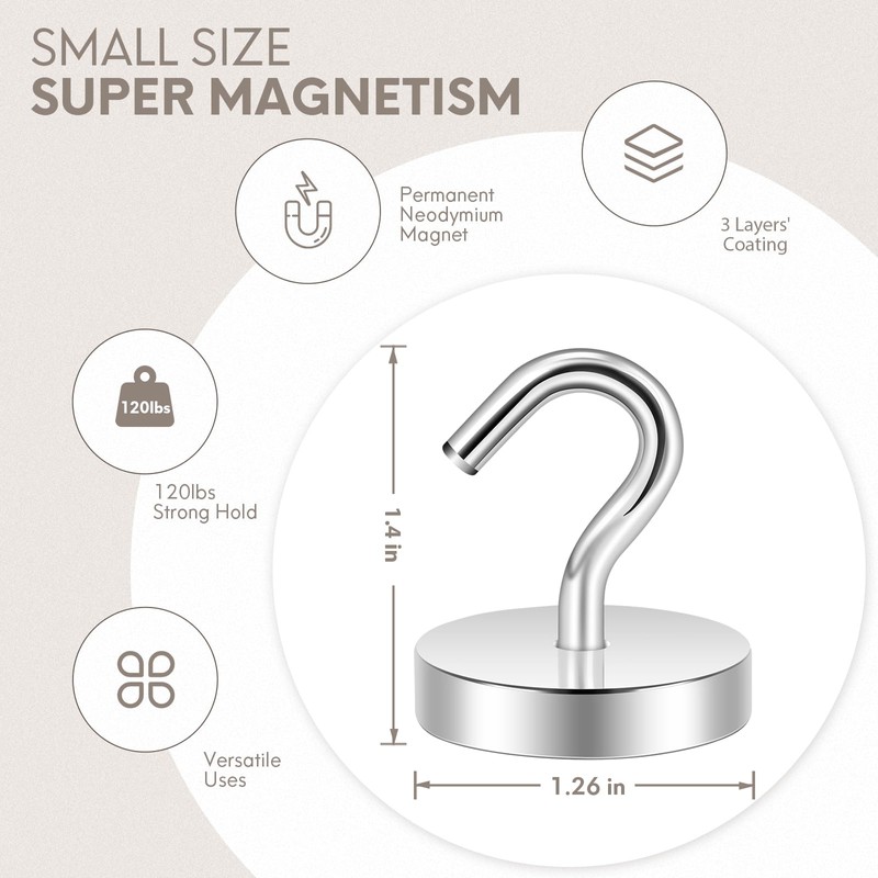 Neosmuk 120lb+ Extra Strong Magnet with Hook for Fridge,Heavy Duty