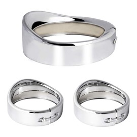 NTHREEAUTO Chrome Motorcycle Lights Frenched Ring Kit Compatible with Harley, 7" Headlight Trim Ring Decorate Visor + 4 1/2" Fog Light Trim Ring Decorate Visor(Chrome)