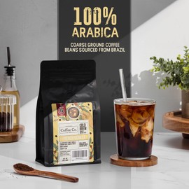 Inspired Coffee Co French Vanilla Flavored Cold Brew Coffee Coarse Ground Coffee Beans Medium Roast - Low Acid Coffee Smoother Taste - 100% Arabica - 12 oz. Resealable Bag