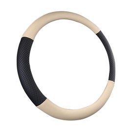 JNNJ Car Steering Wheel Cover, Non-Slip Leather Steering Wheel Cover, Breathable Non-Slip Steering Wheel Cover for Car, Truck, SUV, Microfibre Leather Steering Wheel Cover (Beige)