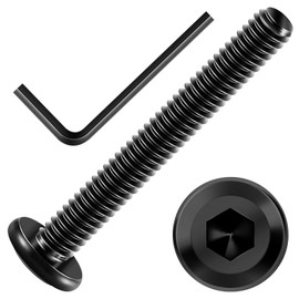 20Pcs 1/4 Bolts, 1/4-20 x 2 Flat Head Hex Socket Head Cap Screw Bolts, 1/4 Screws 304 Stainless Steel Furniture Screws Full Thread, Black Oxide & Hex Spanner by Mywish