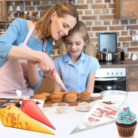 Piping Bags, Food Grade Plastic Icing Bags, Reusable, Non-Slip, Extra Thick Pastry Bags for Cakes, Icing DIY, Pack of 100