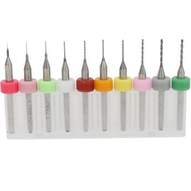 HOOWDAMY 0.1-1.0MM PCB Drill Bit, Ultra Fine Drill Bit, Micro Drill Bit, Set of 10, SMT Carbide, Abrasion Resistant, Precision Drill Bit, Decorative, Engraving, Printed Circuit Board, Pearl, Storage