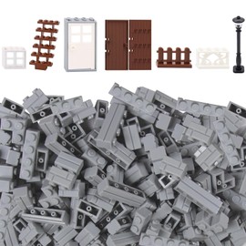 Cabeeskii 337 Pieces Masonry Profile Bricks, Building Brick Blocks, Window Doors Fences Sets Building Block Toy Parts, Compatible with Major Brand Brick Building