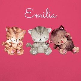 Geschenk mit Namen personalisiert by Shirtracer - Children's Apron for Boys and Girls - Cat - 3 Cats with Name Cat Motif Baby Cats, 1 Pink