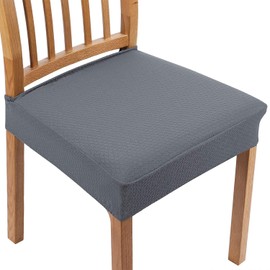 smiry Dining Chair Seat Covers, Jacquard Dining Chair Seat Protectors, Set of 6, Grey