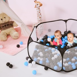 Kids Ball Pit, Blue Large Pop Up Toddler Ball Pits 47inches Play Tent for Toddlers Girls Boys for Indoor&Outdoor Play Tent with Carry Tote, Balls Not Included (Black)