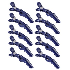 Juego de 10 clips de cocodrilo multicolor de plástico transparente para peluquería, pasadores de sección, profesionales antideslizantes, accesorios de salón de belleza, 10 unidades, color azul oscuro