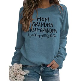 ZUNQKG Womens Mom Grandma Sweatshirt Fleece Lined Crewneck Long Sleeve Inspirational Nana Gift Shirts Blue L