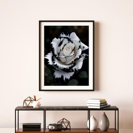 BYGFHLYW Diamond Painting Kits for Adults, White Rose Flower Diamond Art Kits for Adults Beginner, 5D DIY Full Drill Diamond Dot Gem Art Home Wall Decor 12x16inch