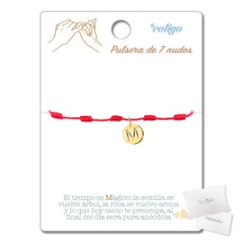 cotigo Bracelet 7 Red Knot with Initial Letters A Z Stainless Steel Lucky Charm and Protection Bracelet for Couples and Friendship Adjustable Jewellery, Stainless Steel