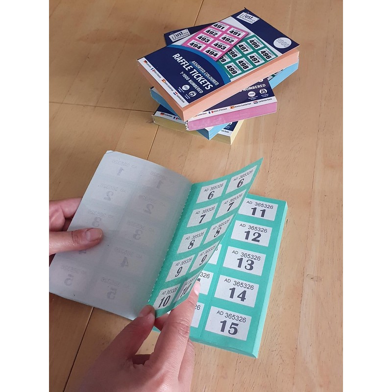 ZEBTON 6 x Raffle Tickets Books 1-1000 Cloakroom Tickets Lucky