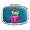 Cute Kawaii Lazy Cat in Rainbow Cupcake Rectangle Pill Case