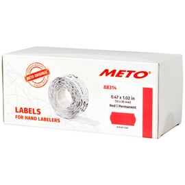 Meto Price Gun Labels, Fluorescent Red 0.47" x 1.02" (12 x 26mm), 6 Rolls for 6,000 Total, Permanent Adhesive, for Meto Classic S Price Guns, Single-Line Printing (88314)