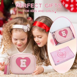 KKXIU Kids Purse Toddler Gifts for Girls and Women Vegan Leather Crossbody Bag with Tassel, Box