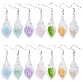 UNICRAFTALE 7 Pairs Colorful 304 Stainless Steel Shell Shape Dangle Earrings Summer Ocean Theme Ears Bohemian Hawaii Seashell Earrings Sea Seashell Drop Dangle Earring for Women Gifts Beach Party