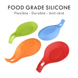 iNeibo Silicone Spoon Rest for Stove Top Set of 4 – Heat-Resistant Cooking Spoon Rest for Spatula, Spoons or Tongs, Framhouse Decor, Housewarming Gifts