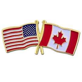 PinMart‘s USA and Canada Crossed Friendship Flag Enamel Lapel Pin - Country Flags Pins For Hats, Jackets, and Backpacks