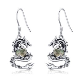 VENACOLY Dragon Earrings 925 Sterling Silver Gothic Labradorite Earrings Dragon Jewelry for Women Men