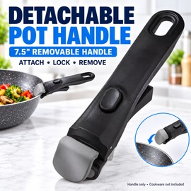 Detachable Pot Handle for Cookware – 7.5" Removable Universal Replacement Handle for Pots and Pans
