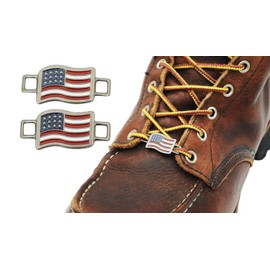 USA Flag Shoelace Charms - 2 Boot Lace Keepers for Work Boots & Sneakers American Flags
