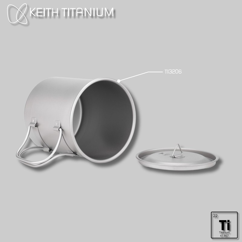 Keith titanium cup with double layers and lid Ti3206