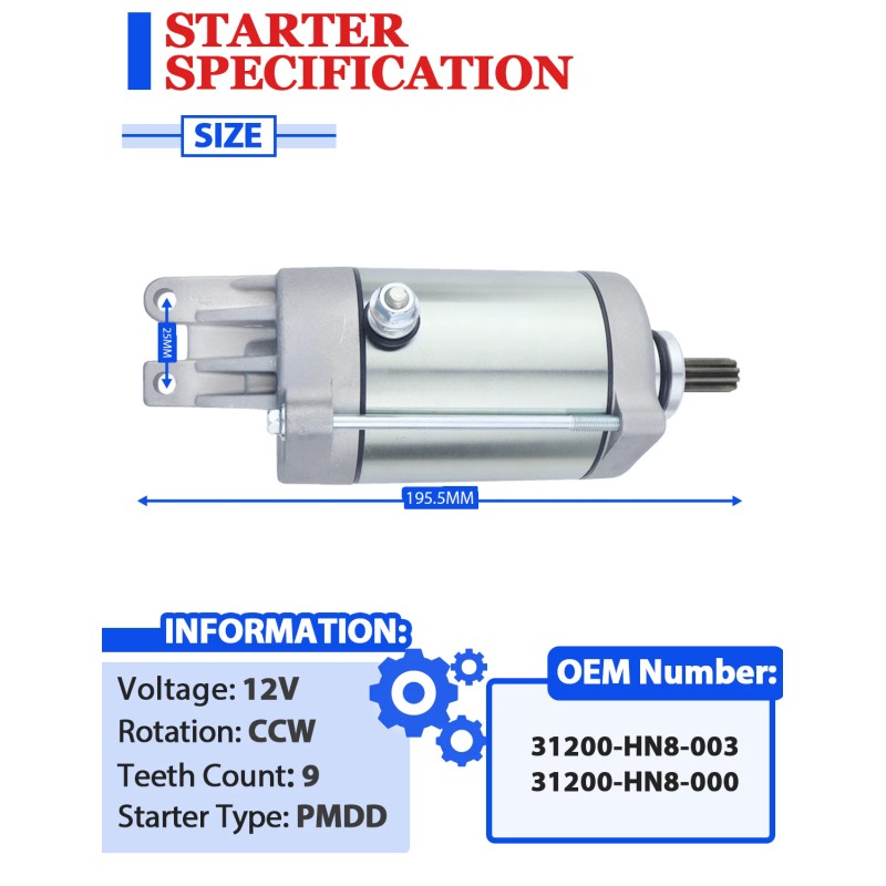 motorsupermarkets Starter for Honda TRX650FGA FourTrax Rincon 650 GPScape 2004