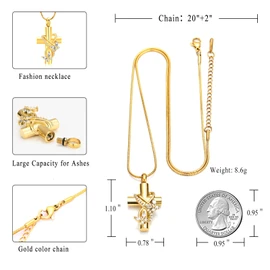 Butterfly Cross Urn Necklace - Cremation Jewelry for Ashes, Men & Women