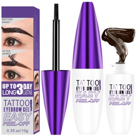 Peel Off Augenbrauen Gel, Wasserfest Augenbrauen ColourGel, Semi Permanent Tattoo Brow Tint, Lang Anhaltender Transferproof Eyebrow Gel Hält 3 Tage (#2)