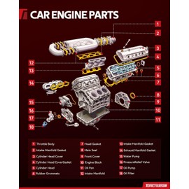 Torchbeam Head Gasket Set HS26318PT Fit for A3, A3 Quattro, A4, A4 Quattro, A5, A5 Quattro, A6, Beetle, CC, Eo-s, GTI, Jetta, Passat, Q5, Tigua-n, TT, TT Quattro, Engine Cylinder Head Gasket Kit