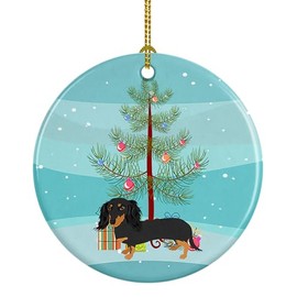 Caroline's Treasures Dachshund Black and Tan #2 Christmas Ceramic Ornament Christmas Tree Hanging Decorations for Home Christmas Holiday, Party, Gift, 3 in, Multicolor