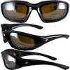 Birdz Eyewear Oriole Padded Motorcycle Glasses (Black Frame/Mirrored Brown Lens)