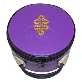 UK EMPIRE GROUP Masonic Scottish Rite 33rd Degree Crown Cap Case Purple (Gold Embroidered Salem cross) Hat Carrying Box