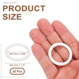 PATIKIL 20 Pcs Dream Catcher Rings, 1.3 inch Floral Macrame Plastic O Rings DIY Round Plastic Hoops for Crochet Craft Making Wall Hanging Wedding Wreath Christmas, White