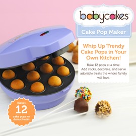 Babycakes Cake Pop Maker by Select Brands - Kit for Birthdays & More - Includes Decorating Stand & 50 Sticks - Features Non-Stick Coating - Makes 12 Cake Pops