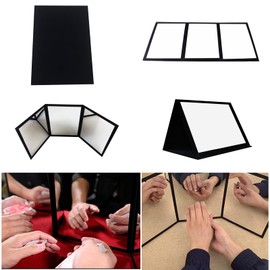 sumrica 3-Way Shatterproof Magic Mirror - Foldable Close-Up Practice Mat for Card Tricks, Portable Magician Tool with Velvet Backing