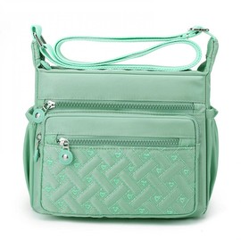Womens Multi Pocket Casual Waterproof Crossbody Handbags Shoulder Messenger Bag for Travel Hiking Daily (Light green)