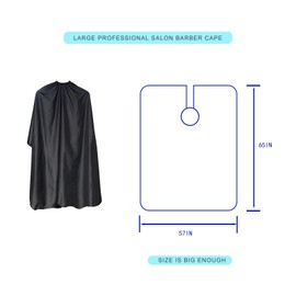 Nicoc Professional Salon Barber Cape,Waterproof Polyester Hair Cutting Cape,Unisex,Black, Large Haircut Cape