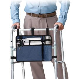 supregear Walker Bag, Walker Basket w/Cup Holder, Folding Walker Carry Storage Pouch, Seniors Caddy Attachment Accessories for Rollator, Water Resistant Large Capacity Carrier Tote Elderly, Handicap