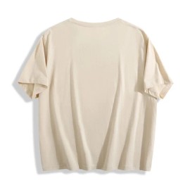 High Quality Women Crop Top T Shirts White 100% Cotton Workout Athletic Oversize Women Fashion Crop TopsSize: M, Color: Beige