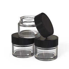 100 Pack 5ml Jar Screw Lid Black - Small Glass Cosmetic Packaging Container for Cream, Wax, and Balms