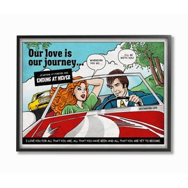 Stupell Industries Love Journey Vintage Comic Book, Design by Artist Ester Kay Wall Art, 11 x 1.5 x 14, Black Framed
