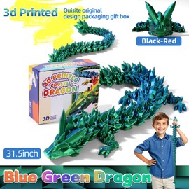 31.5 Pulgadas Figura de Dragón Grande Impresa en 3D, Animales de Juguete Articulados Más Grandes, Juguete de Movimiento Gigante Flexible, Figura de Dragón de Cristal Impresa en 3D para Halloween