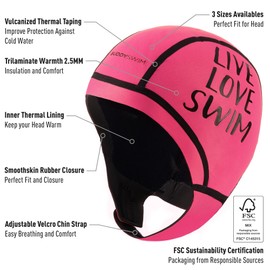 Buddyswim Neoprene Hat 2.5mm Open Water Swimming Cap Men Swim Cap and Women Swim Cap Made of Cold Insulating Neoprene Easy Closure Diving Surfing Water Work (Pink, S)