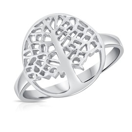 DTPsilver® 925 Sterling Silver Round Ring - Tree of Life