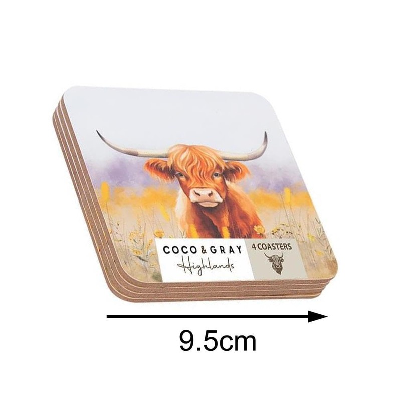 YöL 4 Highland Cow Placemats & 4 Coasters - Dining