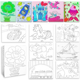 24Pcs Pre Drawn Canvas for Painting, Pre Printed Canvases Paint Party Stretched Canvas Animals Flowers for DIY Adults Beginner Students Party Gifts, 5.8 x .7.8 Inch(12 Styles)